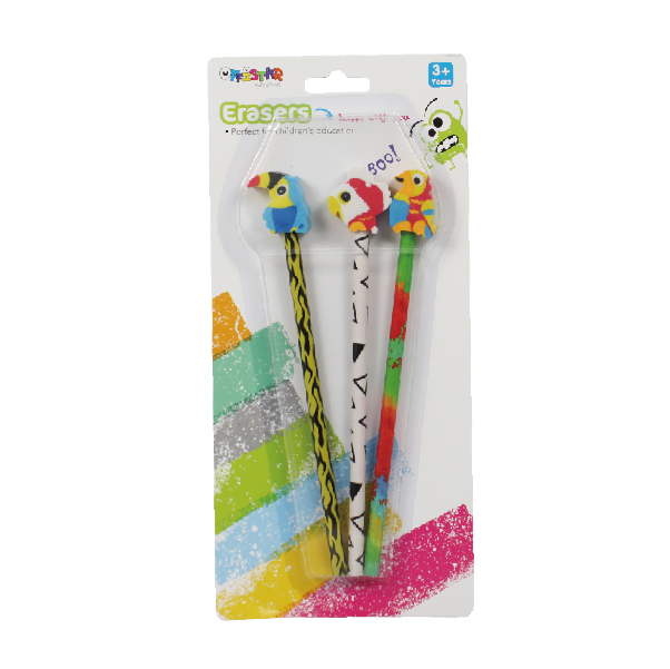 Pencils with eraser toppers