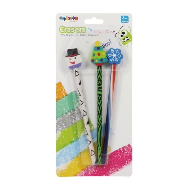 Pencils with eraser toppers